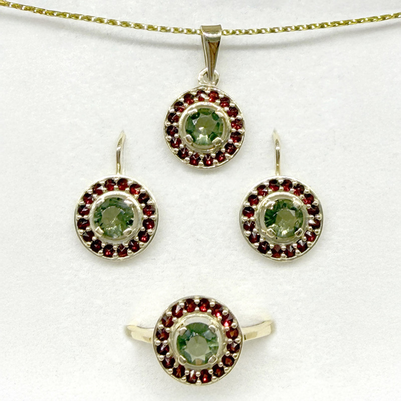 Souprava český granát s vltavínem